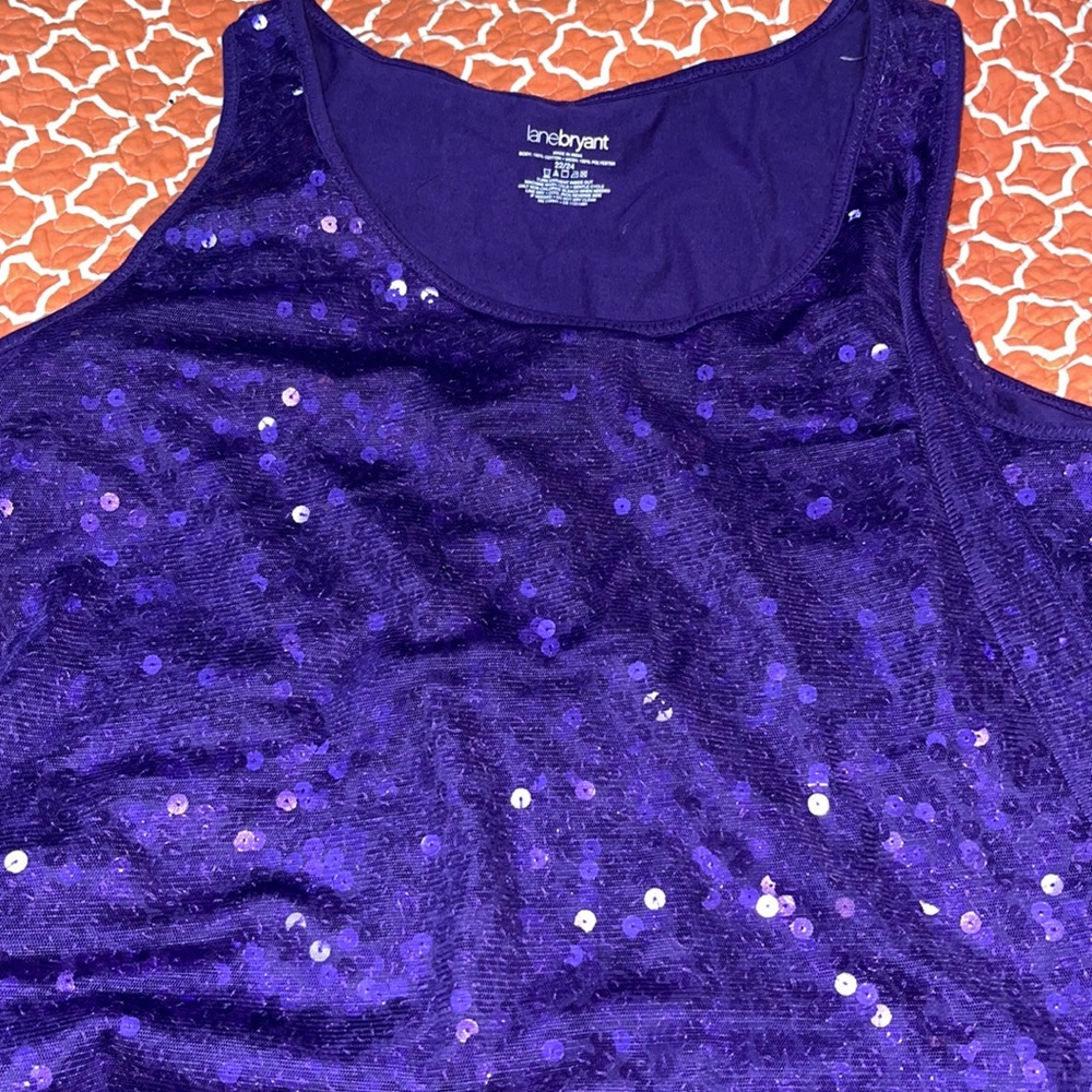 Lane Bryant Purple Sequin Tank Top